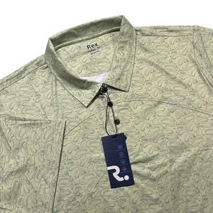 Felix Rex James III Polo Men's 3XL Green Golf Course Print Stretch Performance